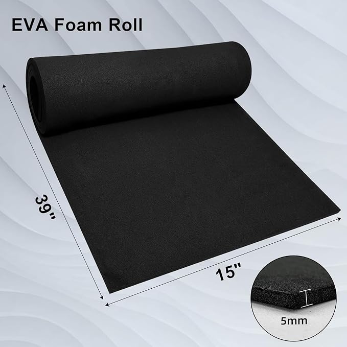 biguphate EVA Foam Roll - 5mm Thick Black Craft Foam Sheets - 15" x 39" Large - Image 2