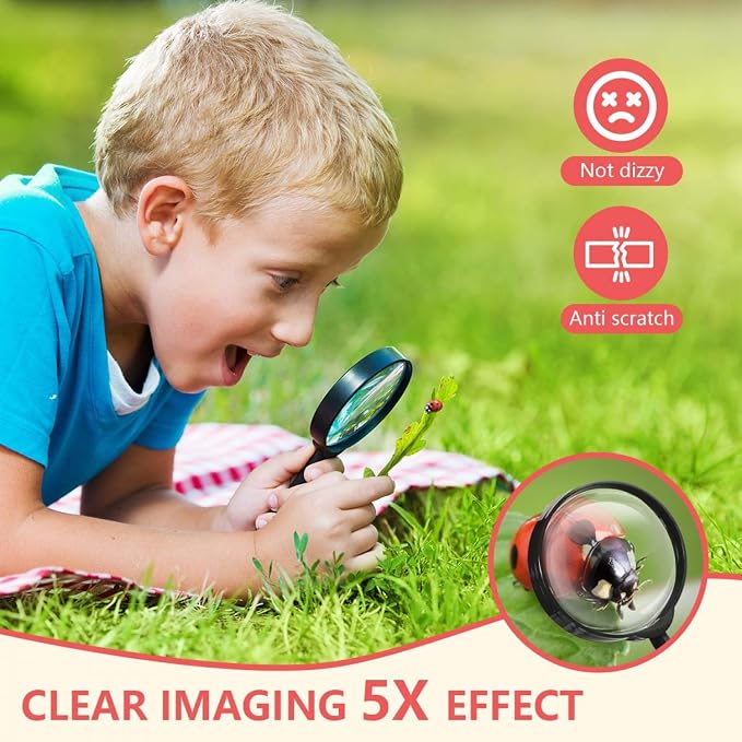 SenseYo 12 PCS Magnifying Glass 5X Mini Kids Magnifying Glass - Image 3