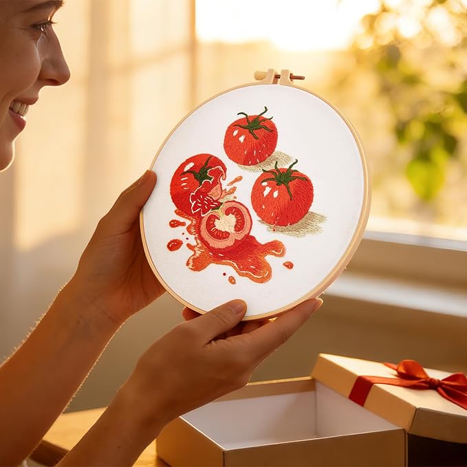 Tomato Embroidery Kits for Beginners Adults, Hand Embroidery Starter Kit - Image 5