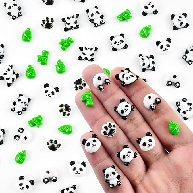 60 Pieces Tiny Panda for Dollhouse Miniatures Resin Animals for Crafts Mini by HOMICO