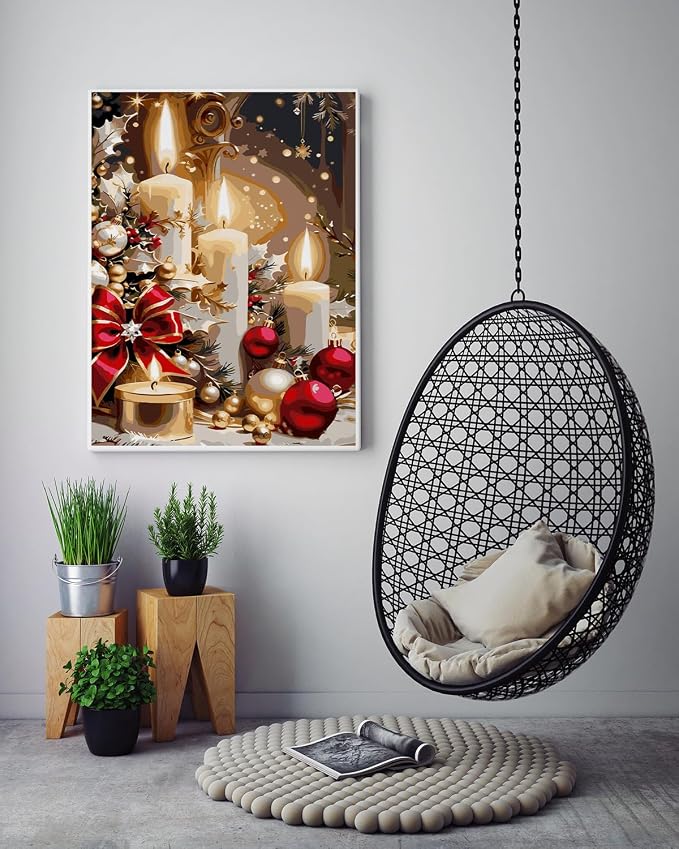 AREOPNMG Christmas Candles Paint by Numbers Kit - Image 5