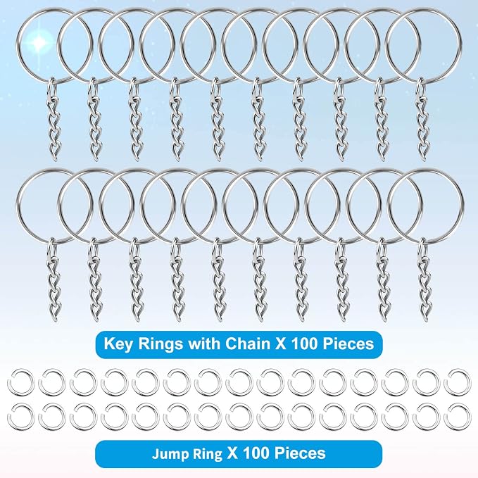 Paxcoo 50Pcs Keychains with Chain and 50 Pcs Jump Rings, Keychain Rings Kit - Image 2