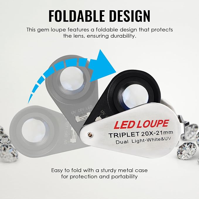 20x Foldable Pocket Magnifier Jewelers Loupe - Image 2