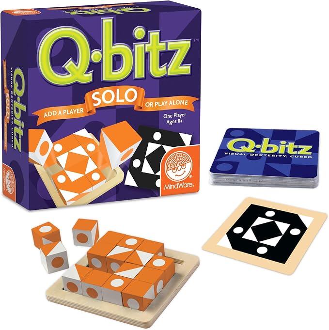 MindWare Q-bitz Solo Visual Puzzle Game, Fast Pattern Matching Logic Game by MindWare