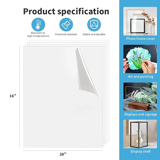 Art3d 10-Pack of 16×20" PET/Plexiglass Sheets, Transparent Clear Flexible - Image 6
