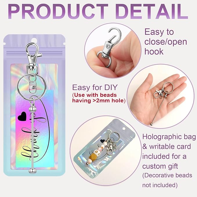 42/84/126 Pcs Beadable Keychain Bars Bulk Blank DIY Beaded Keychain Making - Image 4