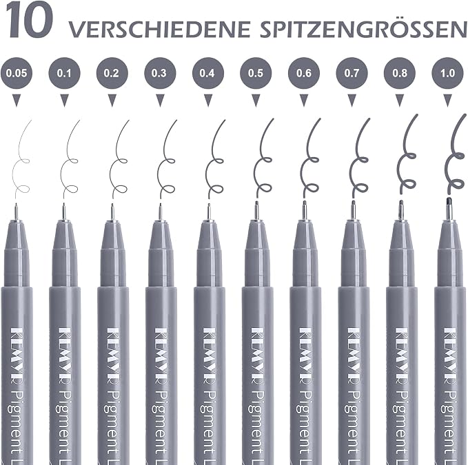 KEMYR 10 Micro Fine liner Drawing Art Pens Calligraphy Pens: 0.05mm-1.0mm Size - Image 2