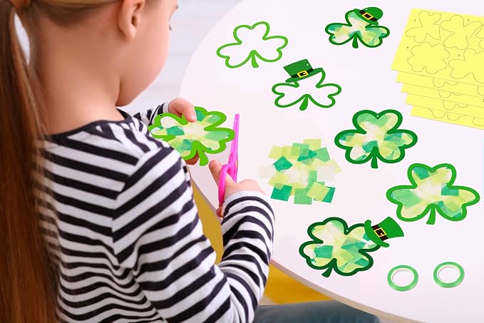 40PCS St. Patricks Day Crafts Bulk: Paper Shamrock Suncatchers, Saint Patrick's - Image 3