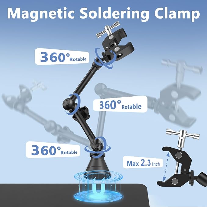 Drdefi Magnetic Helping Hands Soldering Station 12X Magnifying Lamp Third Hand - Image 2