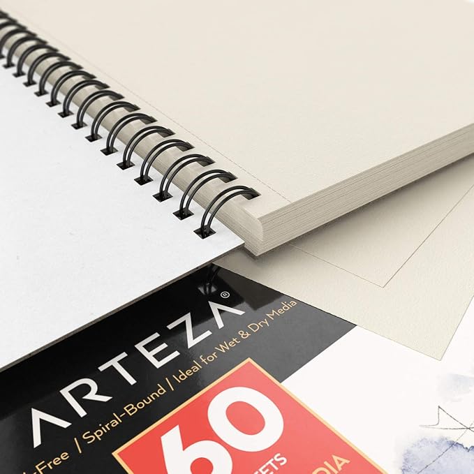 ARTEZA Mixed Media Sketchbook, 9x12 Inches – 2-Pack, 60 Spiral-Bound Sheets - Image 5