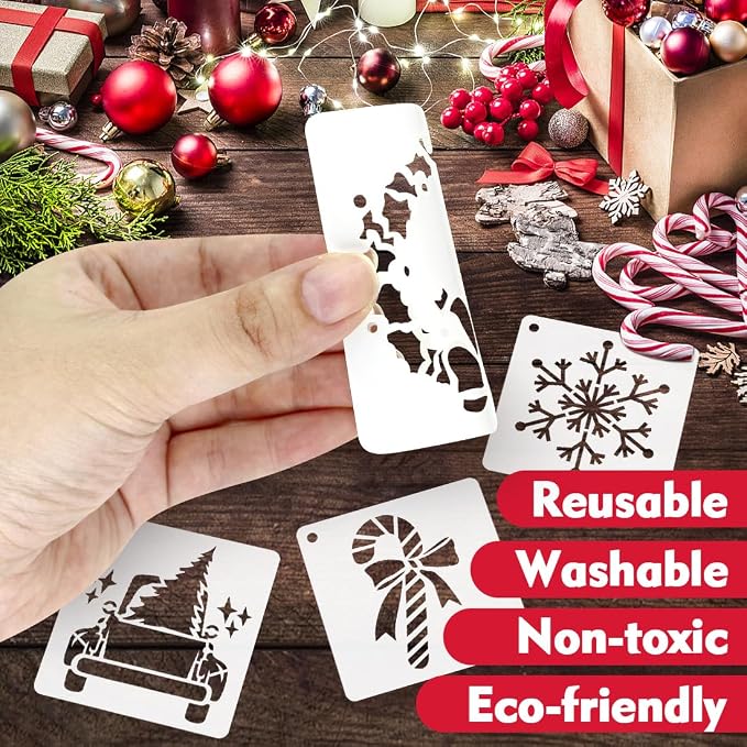 50 PCS Christmas Painting Stencils Reusable Christmas Stencils - Image 5