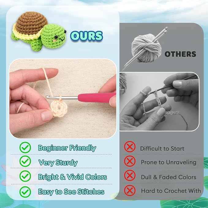 Totiro Crochet Kit for Beginners, Turtle Amigurumi Starter Kit, Easy DIY Craft - Image 3