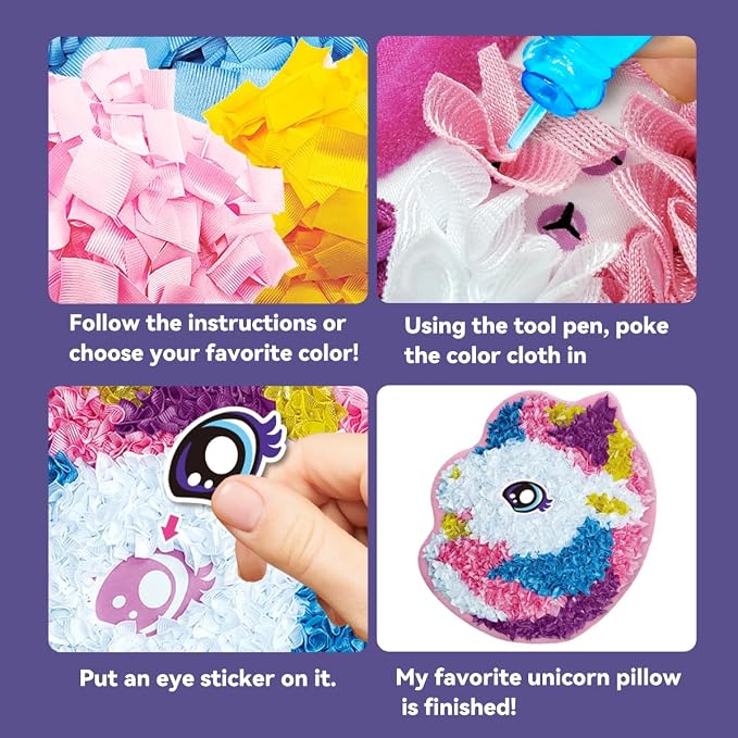 whatstem Plush Craft Unicorn Pillow, DIY Fabric Art Kits - Image 2