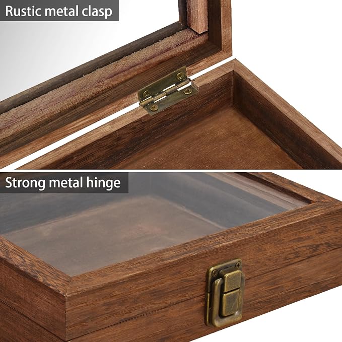 MOOCA Tempered-Glass Top Small Wooden Jewelry Display Case - Image 6