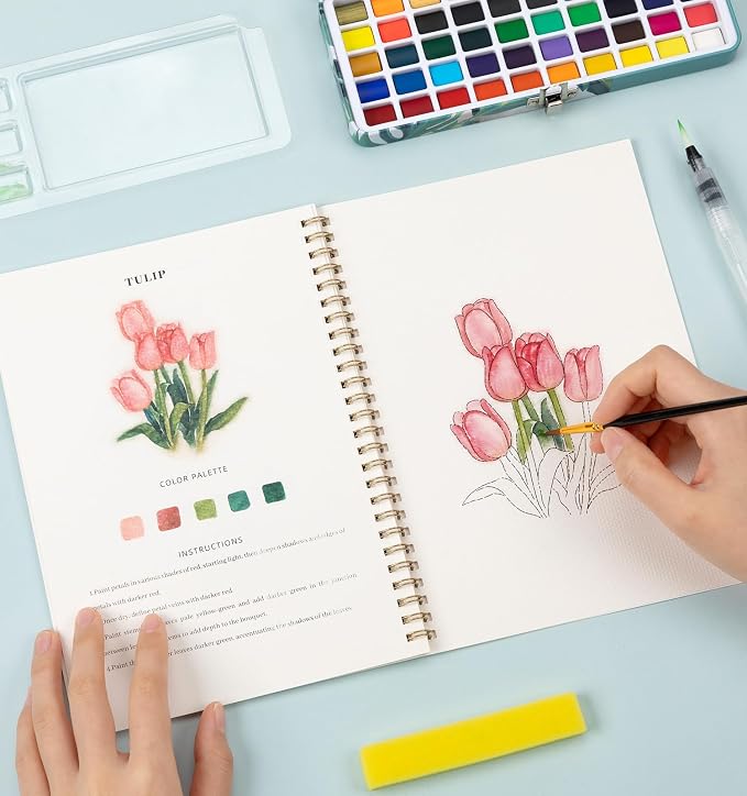 Watercolor Workbook, Water Coloring Book, 12 Different Patterns of Original DIY - Image 7