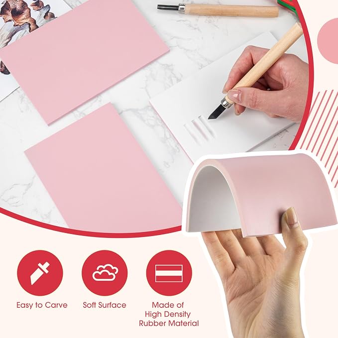 Frienda 40 Pcs 4"x6" Rubber Carving Blocks Linoleum Block Stamp Making Kit Soft - Image 4