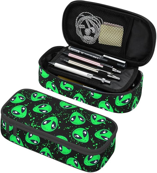 Funny Green Alien Pencil Case Organizer Big Capacity Pencil Pouch Stationery by Unknown
