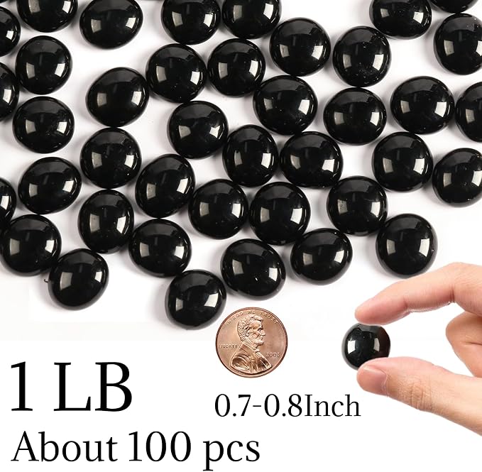 5Lb Black Glass Marbles, Decorative Black Glass Pebbles - Image 2