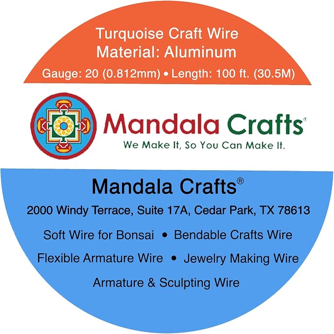 Mandala Crafts 20 Gauge Turquoise Anodized Aluminum Craft Wire, 100 FT | Colored - Image 3