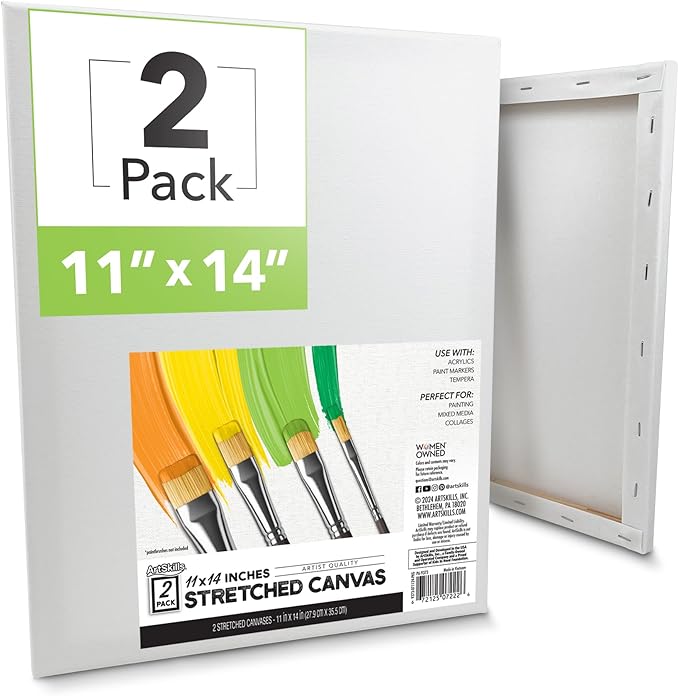 ArtSkills Stretched Canvas for Painting, 11x14 Canvas, Premium Wood Frame by ArtSkills
