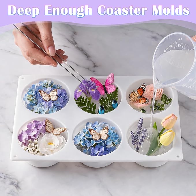 YOILES Deep Coaster Resin Molds Silicone Round Silicone Molds - Image 4