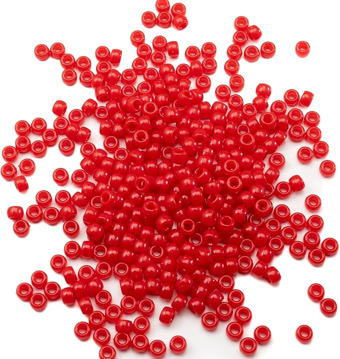 Gxueshan 1000 Pcs Acrylic Red Pony Beads 6x9mm Bulk Kandi Beads by Gxueshan