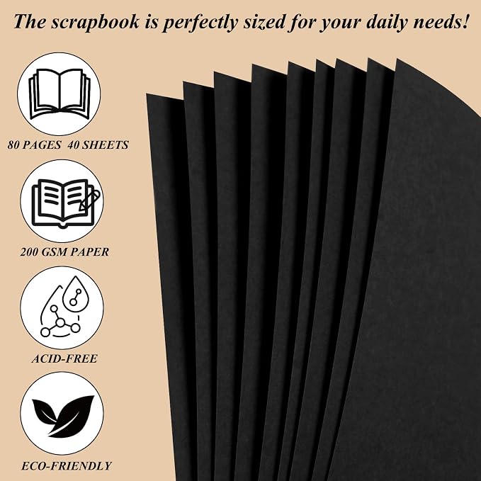 Joyberg Scrapbook 80 Pages, Scrapbooking Supplies 8 x 8 In, Scrapbook Album - Image 4