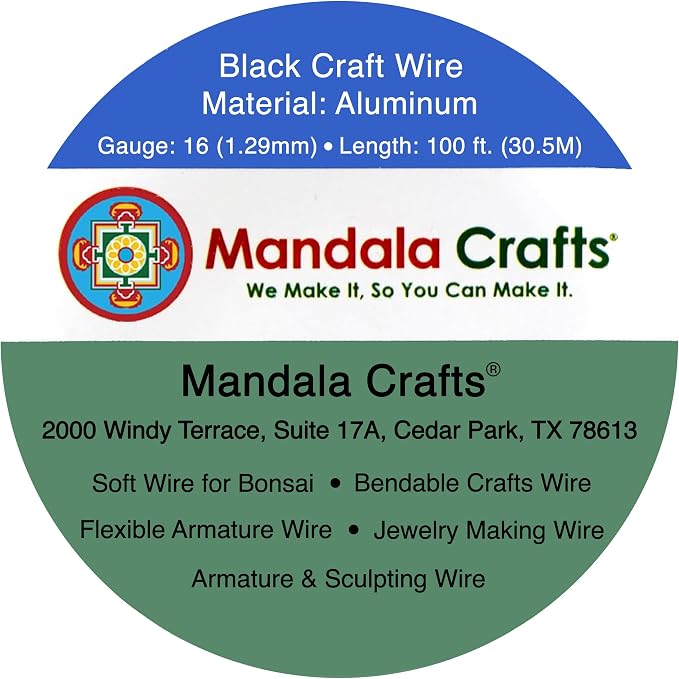 Mandala Crafts 16 Gauge Black Anodized Aluminum Craft Wire, 100 FT | Colored - Image 3
