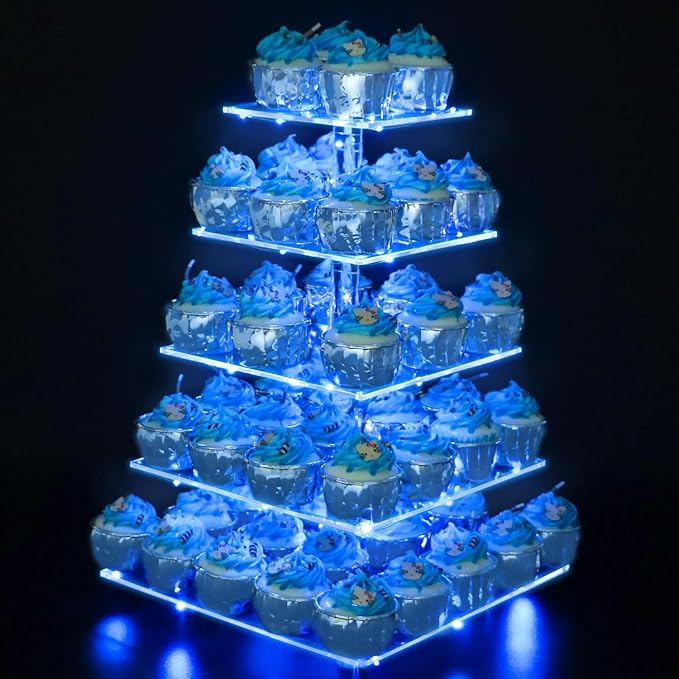 YestBuy 5 Tier Cupcake Stand Acrylic Cupcake Tower Display by YestBuy