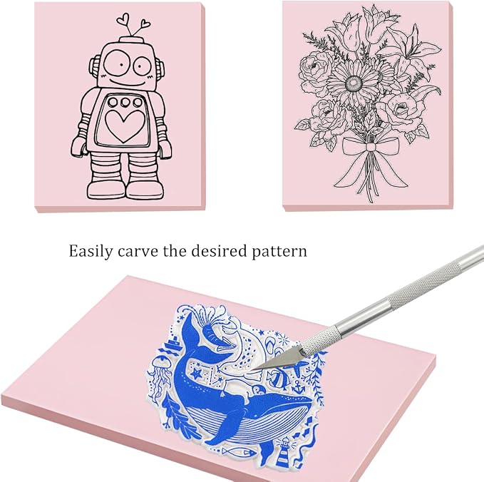 5 Pack Rectangular Rubber Stamp Carving 4x6 Linoleum Blocks - Image 5