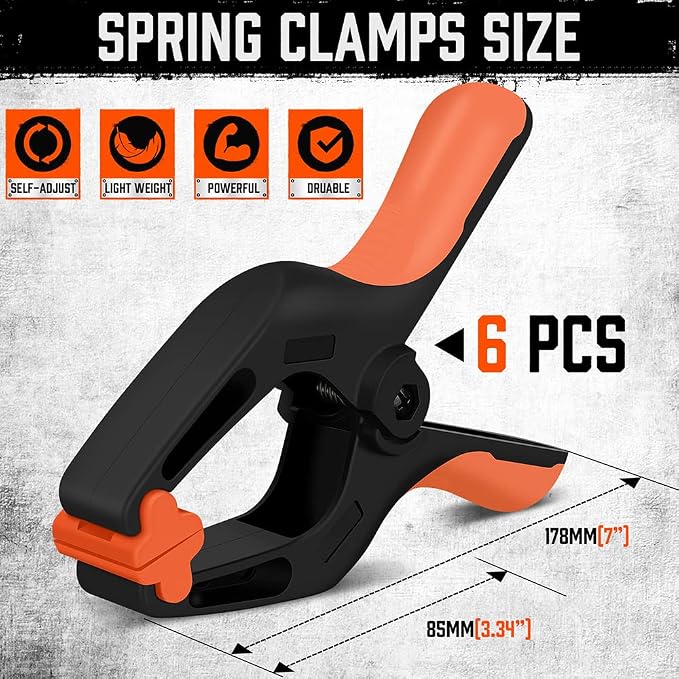 HORUSDY 6-Pack Spring Clamps Heavy Duty, 7-inch Large Plastic Clamps - Image 5