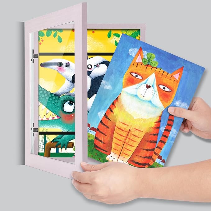 Kids Art Frames, 8.5x11 Front Opening Kids Artwork Frames Changeable, Pale Pink - Image 7