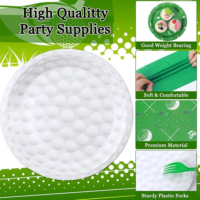 Qyeahkj 100 Pcs Golf Party Supplies Golf Ball Disposable Plates and Napkins Set - Image 3