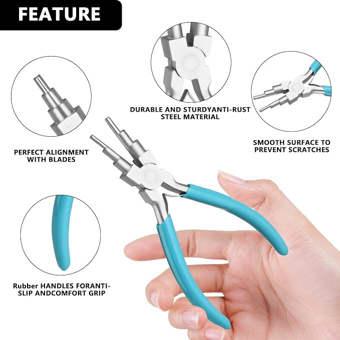 2 Pieces 6 in 1 Jewelry Pliers Jewelry Making Tool Bail Making Pliers bending - Image 3