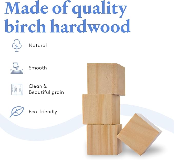 Wood Cubes 1-inch, Wood Blocks for Crafts, and Blank Wooden Dice, by Woodpeckers - Image 3