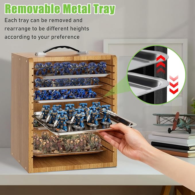Miniature Storage Case for Collectibles Miniatures, Wooden Display Cases - Image 5