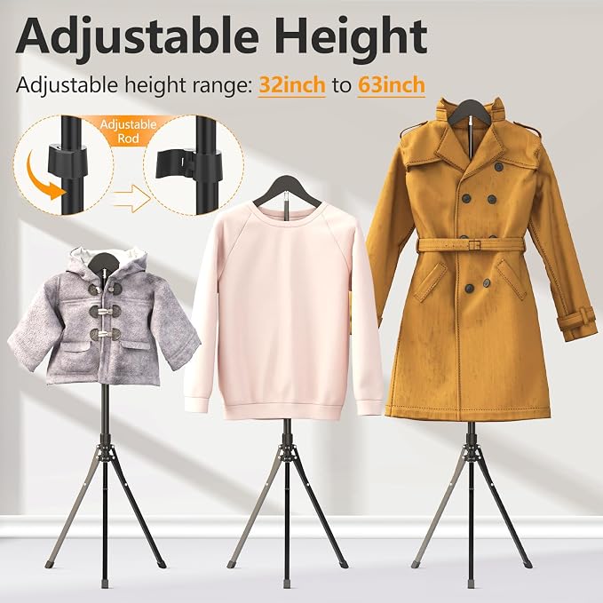 Adjustable Shirt Display Stand 32-63 Inch, Foldable Clothing Display Stand - Image 2