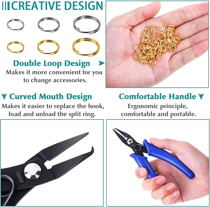 Split Rings for Jewelry Making, Caffox 700pcs Small Split Ring - Image 3