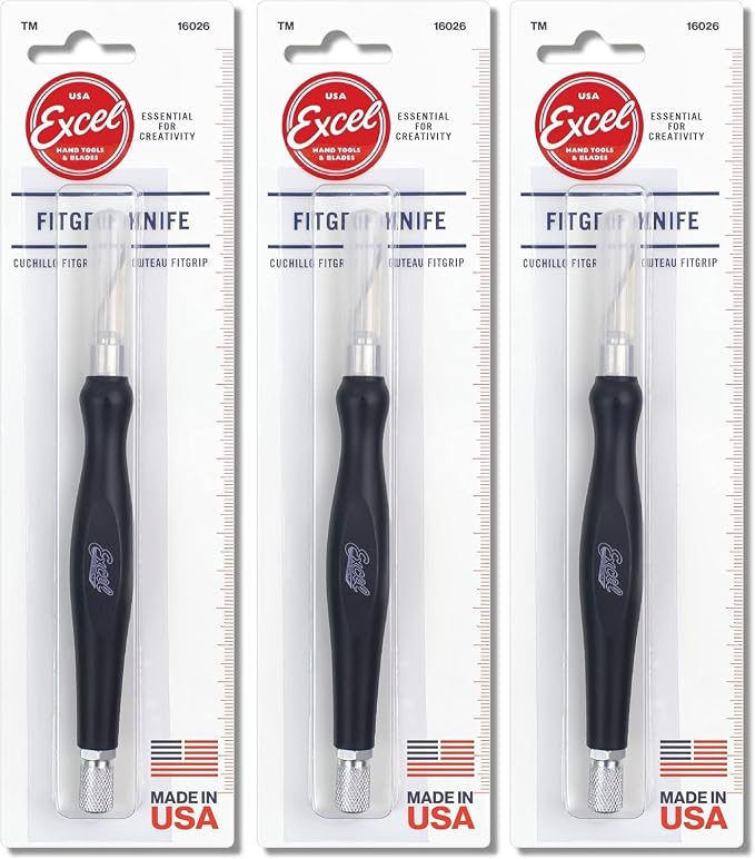 Excel Blades Fit Grip Craft Knife 3-Pack, #11 Blades, Rubber Grip by ExcelBlades