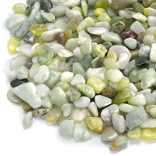 5 lb Jade Pebbles for Indoor Plants, 3/8 Inch Polished Decorative Pebbles for by RUOJAS