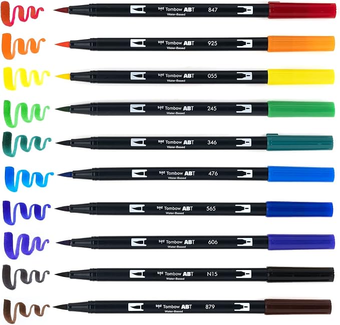 Tombow Dual Brush Marker 10-Piece Set: Primary - Image 8