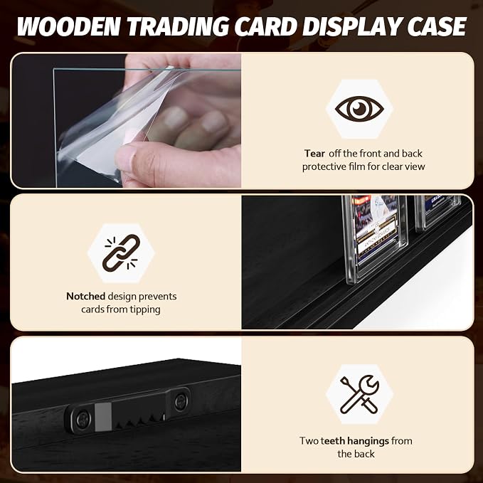 Emfogo Card Display Case, Trading Card Display Frame Wall Mount, Wooden - Image 4