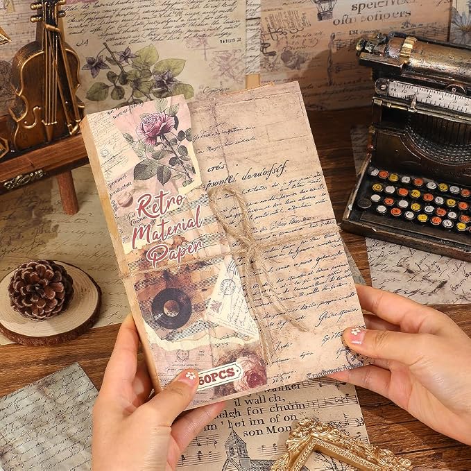 icceemee 160 Sheets of Retro Manuscript Scrapbook Paper, journaling Scrapbook by ICCEEMEE