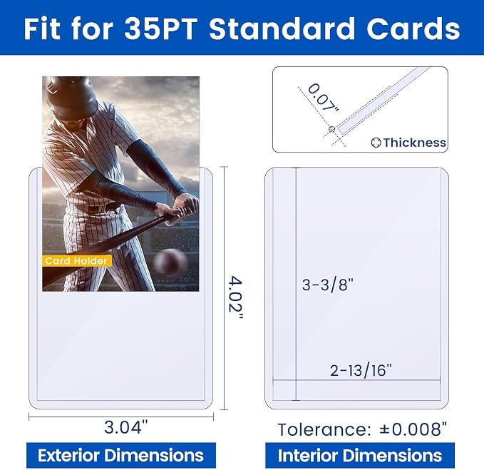 48 Count Card Sleeves Hard Plastic, Sooez 35PT Card Holder, Rigid Card Case - Image 2