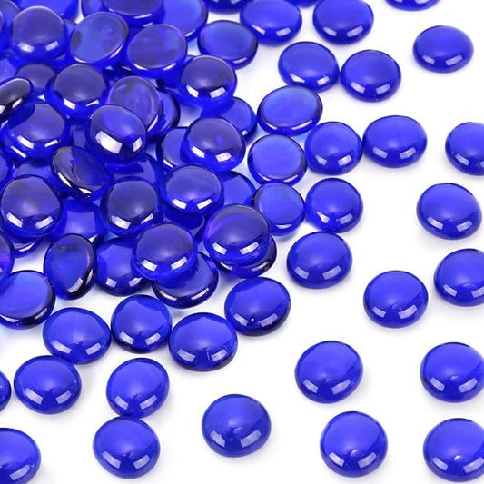 FUTUREPLUSX 1LB Blue Flat Glass Marbles, Premium Dark Blue Aquarium Rocks Fish by FuturePlusX