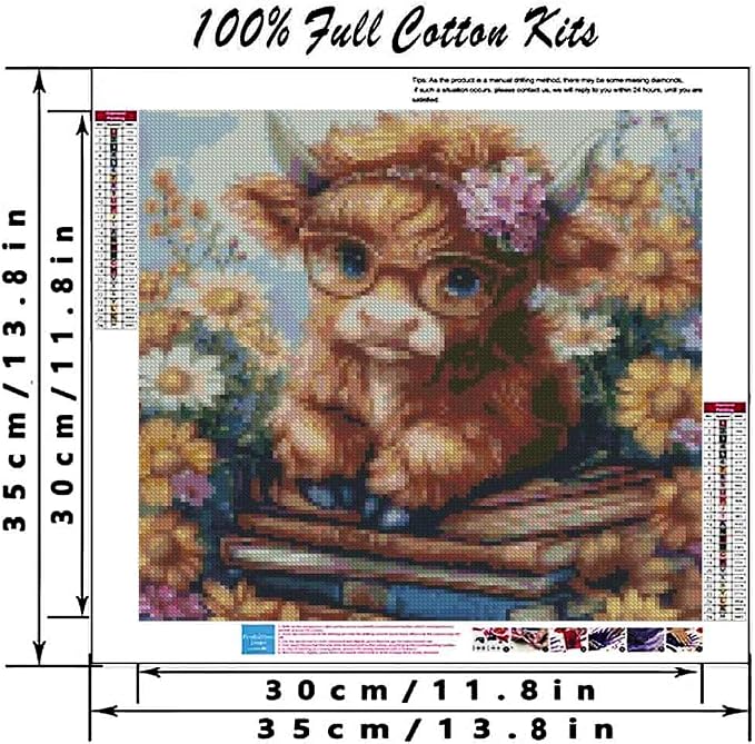 MYBISYMQQ Highland Cow & Sunflower Stamping Cross Stitch Kit, 11CT Embroidery - Image 2