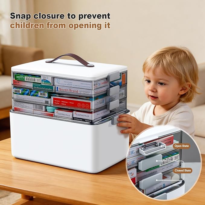 MOPUP 4-Tier Medicine Craft, Organizer Storage, Portable Latch Bin - Image 6