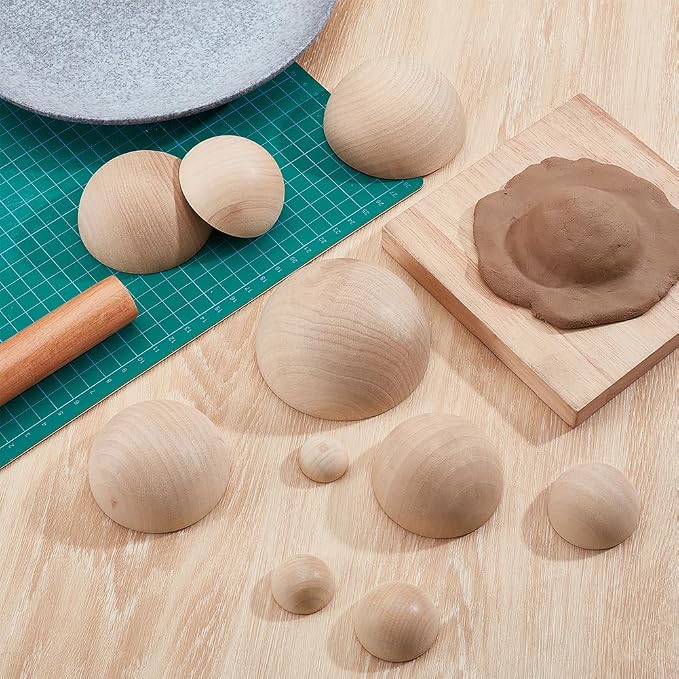 BENECREAT 12 Pcs Clay Pottery Bowl Press Tool, 12 Sizes Wooden Ceramic Top Tools - Image 4