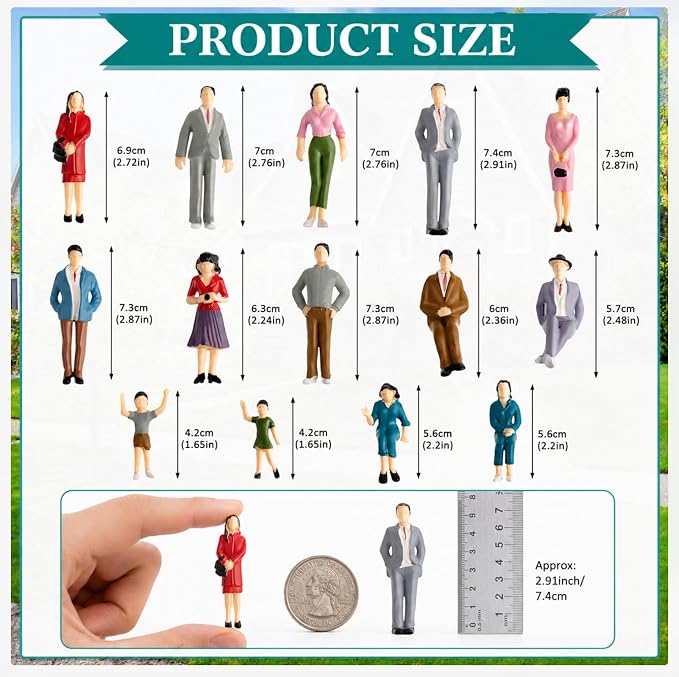 Namalu 42 Pcs 1: 25 Scale Miniature People Figurines Tiny Painted Model Train - Image 2