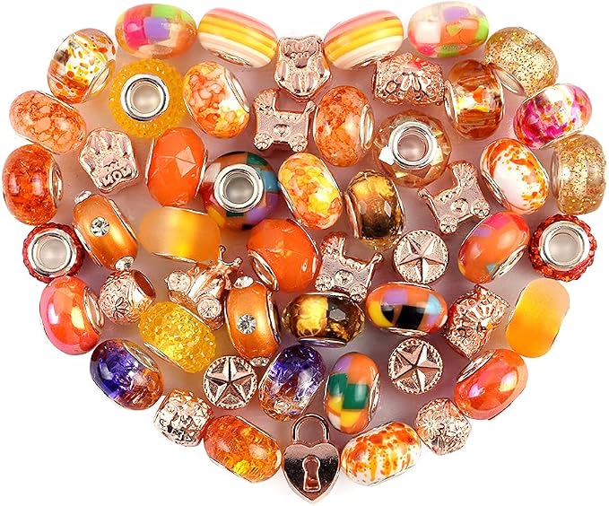 Aipridy European Large Hole Beads, Colorful Glass Charm Beads Set by AIPRIDY